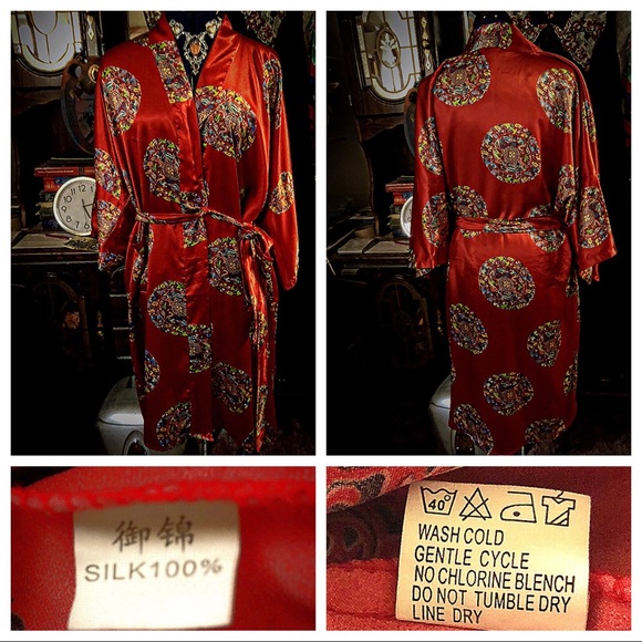 Heiroglyphic Dragon Other - Luxurious 100% Silk Robe, Brocade